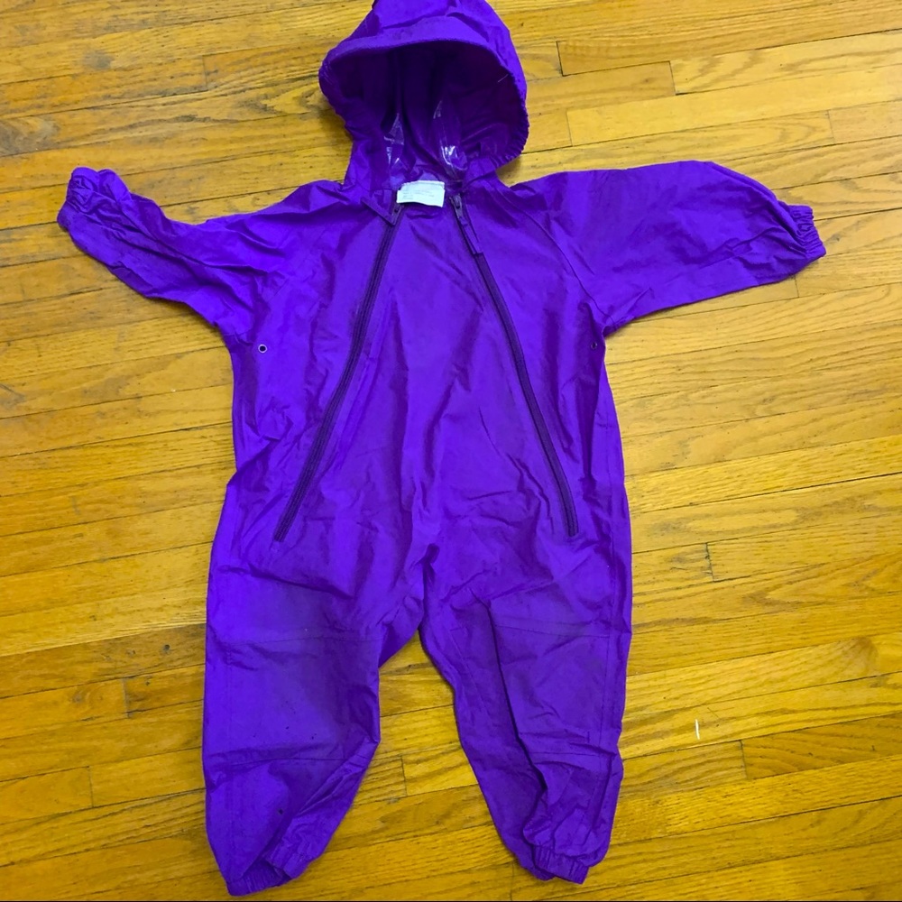 Splashy Purple Double Zipper Rain & Mud Splash Suit One Piece for Toddlers